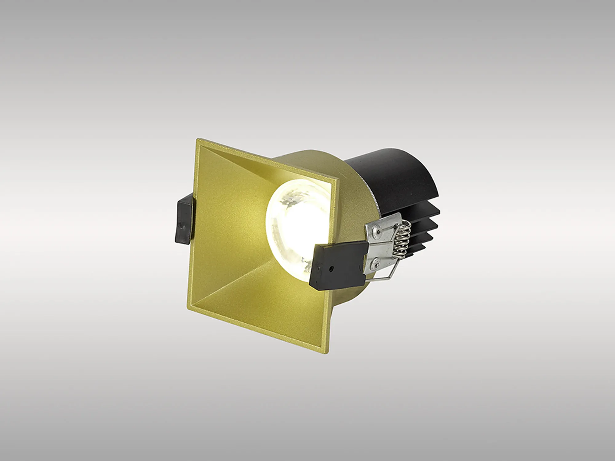 DM201926  Biox 9 Tridonic Powered 9W 2700K 770lm 36° CRI>90 LED Engine Gold Square Fixed Recessed Spotlight, IP20